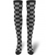 Ladies Skater  Black / Grey Checkerboard Over-knee Socks